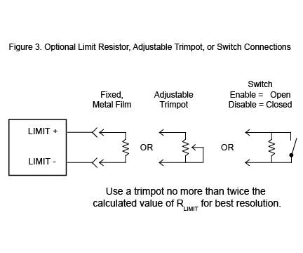 Optional Limit Resistor, Adjustable Trimpot, or Switch Connections
